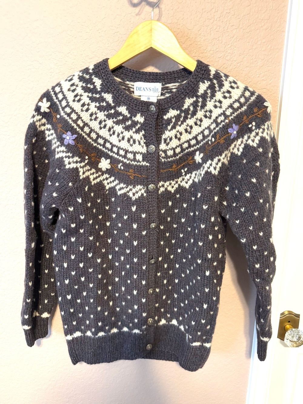 Vintage Dean's Fair Isle Wool Cardigan Sweater